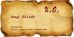 Unyi Olivér névjegykártya